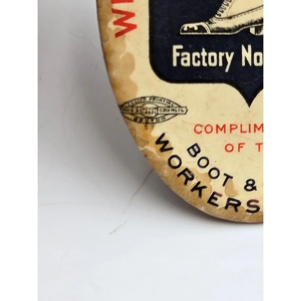 Boot & Shoe Workers Union Antique Celluloid Pocket Mirror Hidden Photo Good